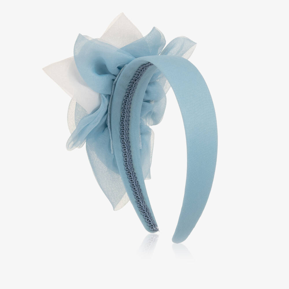 Abel & Lula-Girls Blue Chiffon Flower Hairband | Childrensalon