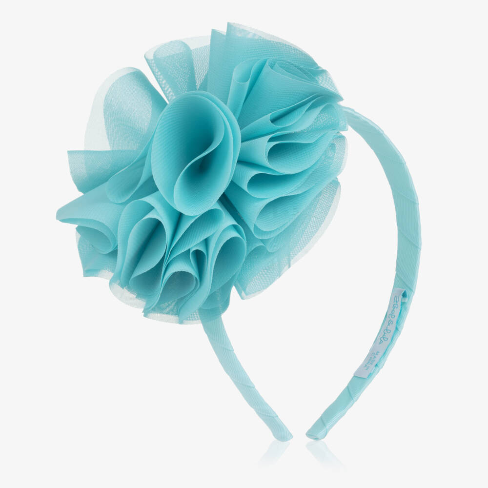 Abel & Lula-Girls Blue Chiffon Flower Hairband | Childrensalon