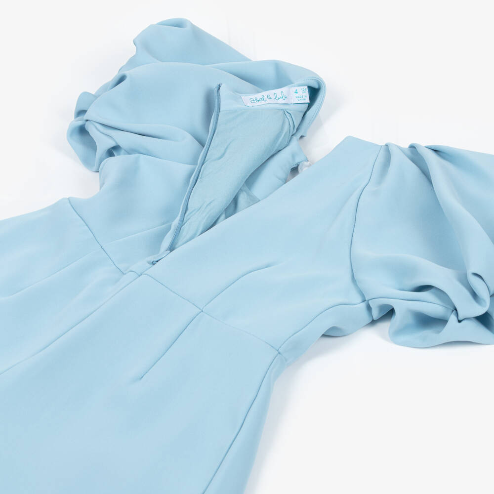 Abel & Lula-Girls Blue Crêpe Jumpsuit | Childrensalon