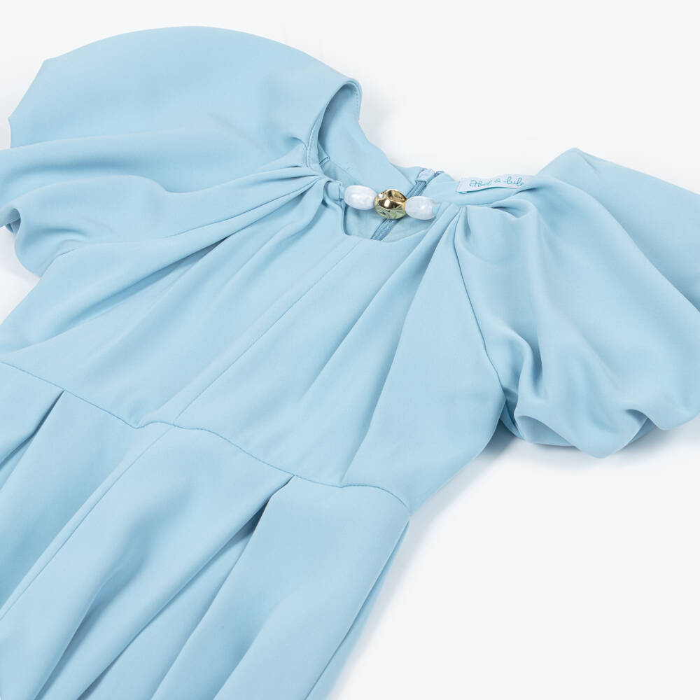 Abel & Lula-Girls Blue Crêpe Jumpsuit | Childrensalon