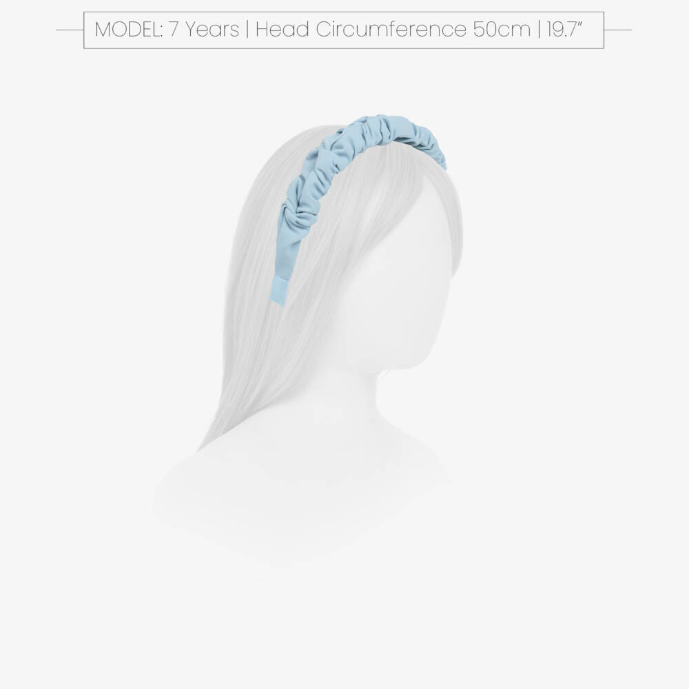 Abel & Lula-Girls Blue Crêpe Ruffle Hairband | Childrensalon