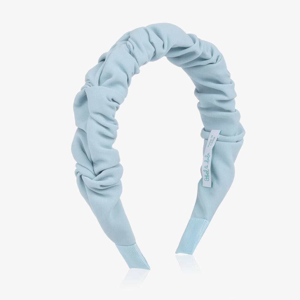 Abel & Lula-Girls Blue Crêpe Ruffle Hairband | Childrensalon