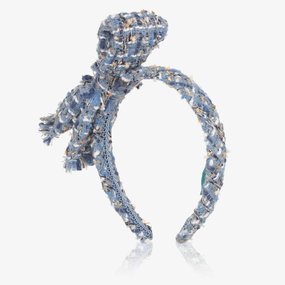 Abel & Lula-Ободок сине-золотой из твида для девочек | Childrensalon