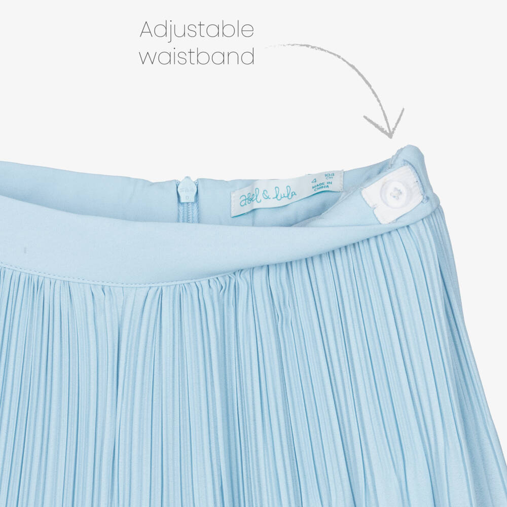 Abel & Lula-Girls Blue Pleated Crêpe Chiffon Trouser Set | Childrensalon