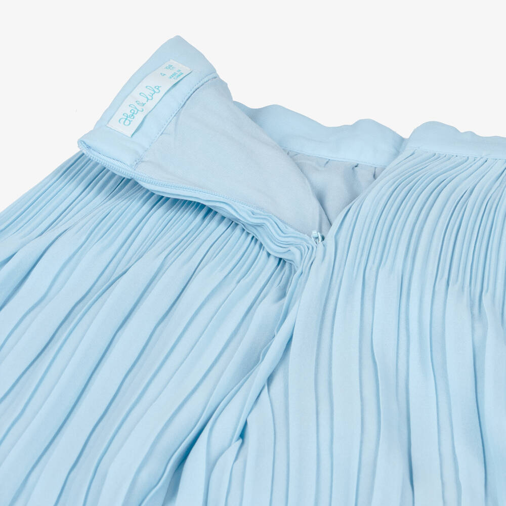 Abel & Lula-Girls Blue Pleated Crêpe Chiffon Trouser Set | Childrensalon