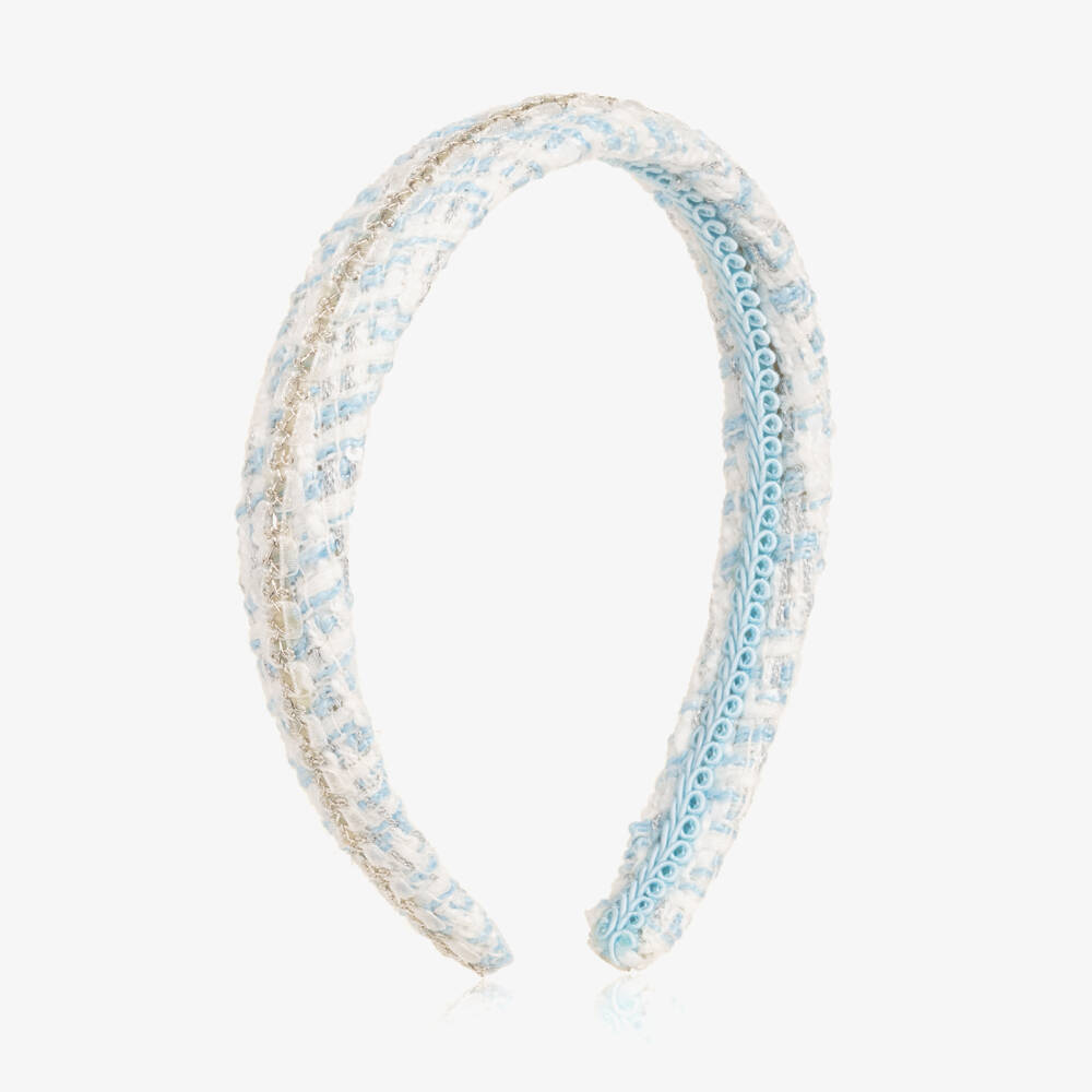 Abel & Lula-Girls Blue & Silver Tweed Hairband | Childrensalon