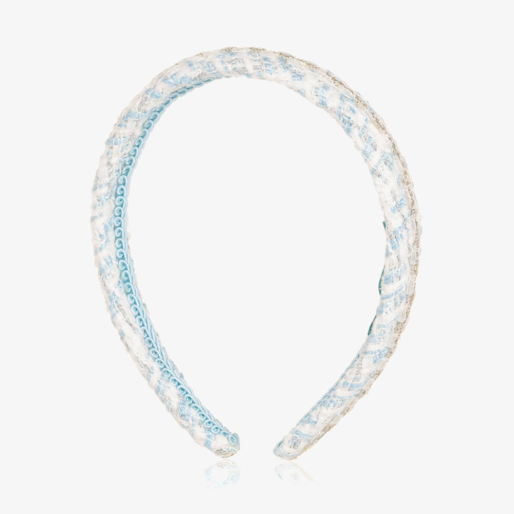Abel & Lula-Girls Blue & Silver Tweed Hairband | Childrensalon
