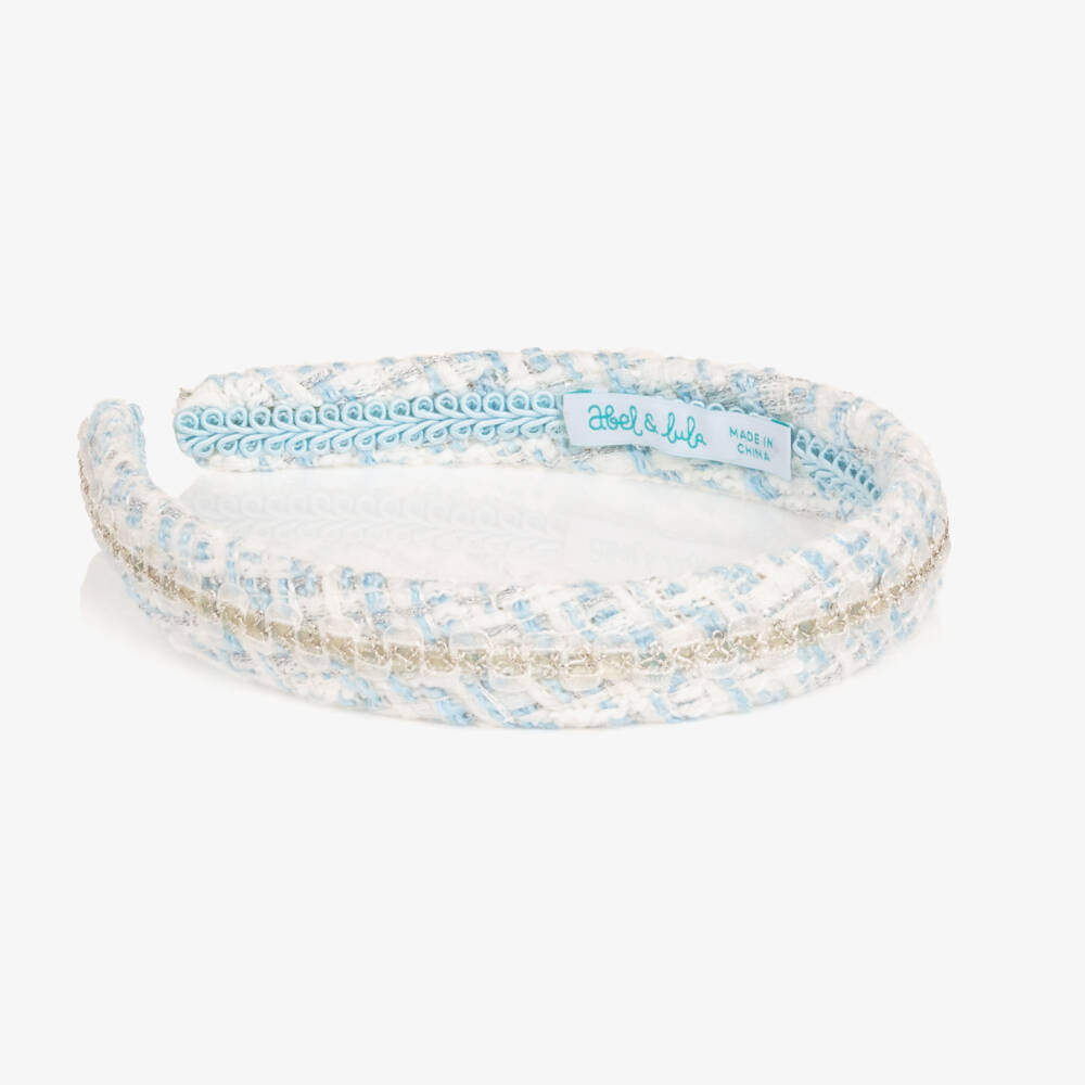 Abel & Lula-Girls Blue & Silver Tweed Hairband | Childrensalon