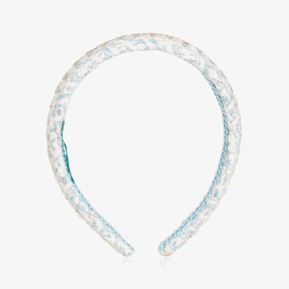 Abel & Lula-Girls Blue & Silver Tweed Hairband | Childrensalon