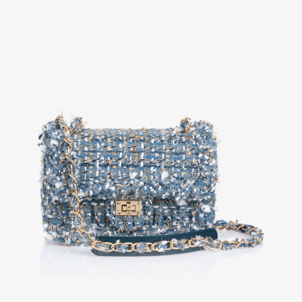 Abel & Lula-حقيبة كتف تويد لون أزرق للبنات (21 سم) | Childrensalon