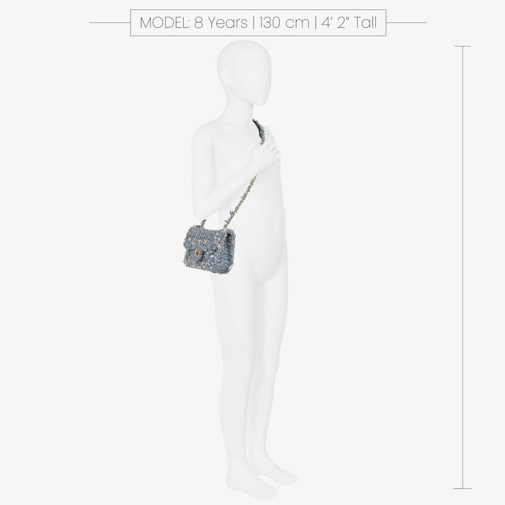 Abel & Lula-حقيبة كتف تويد لون أزرق للبنات (21 سم) | Childrensalon