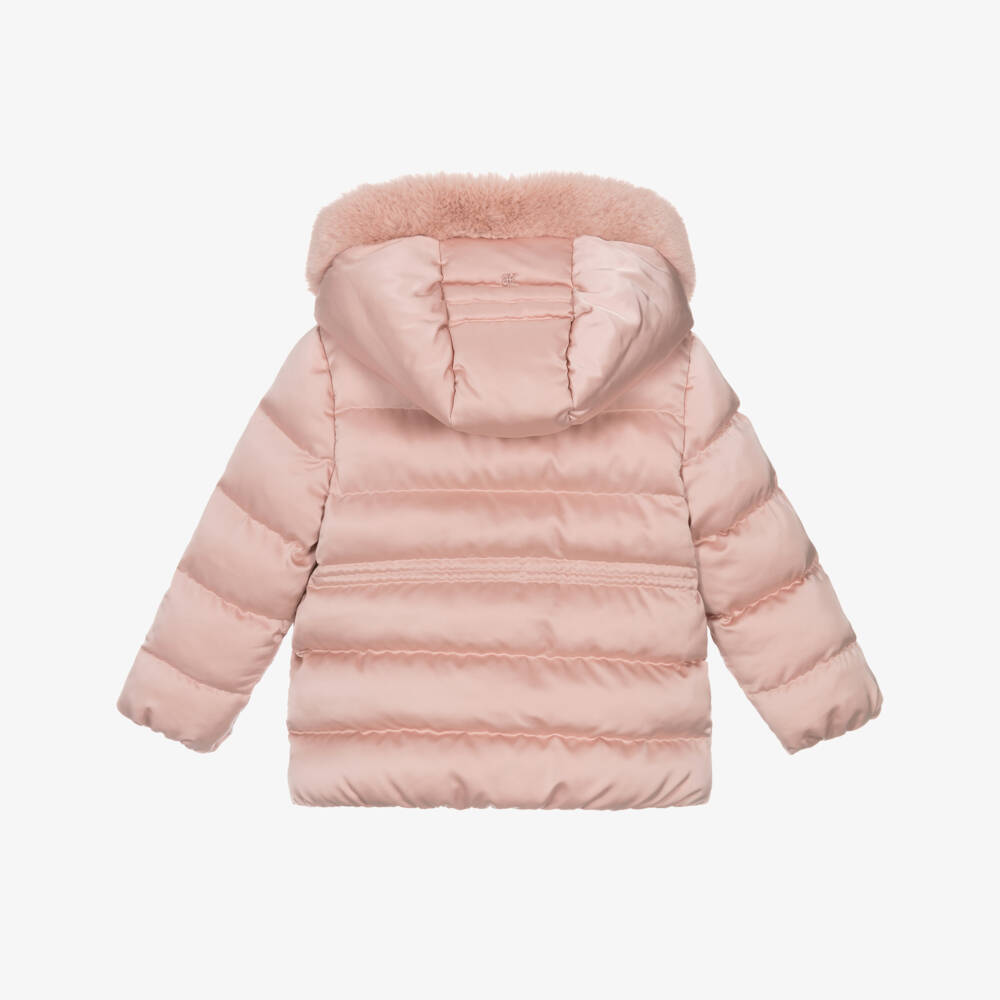 Abel & Lula-Girls Blush Pink Hooded Puffer Jacket | Childrensalon