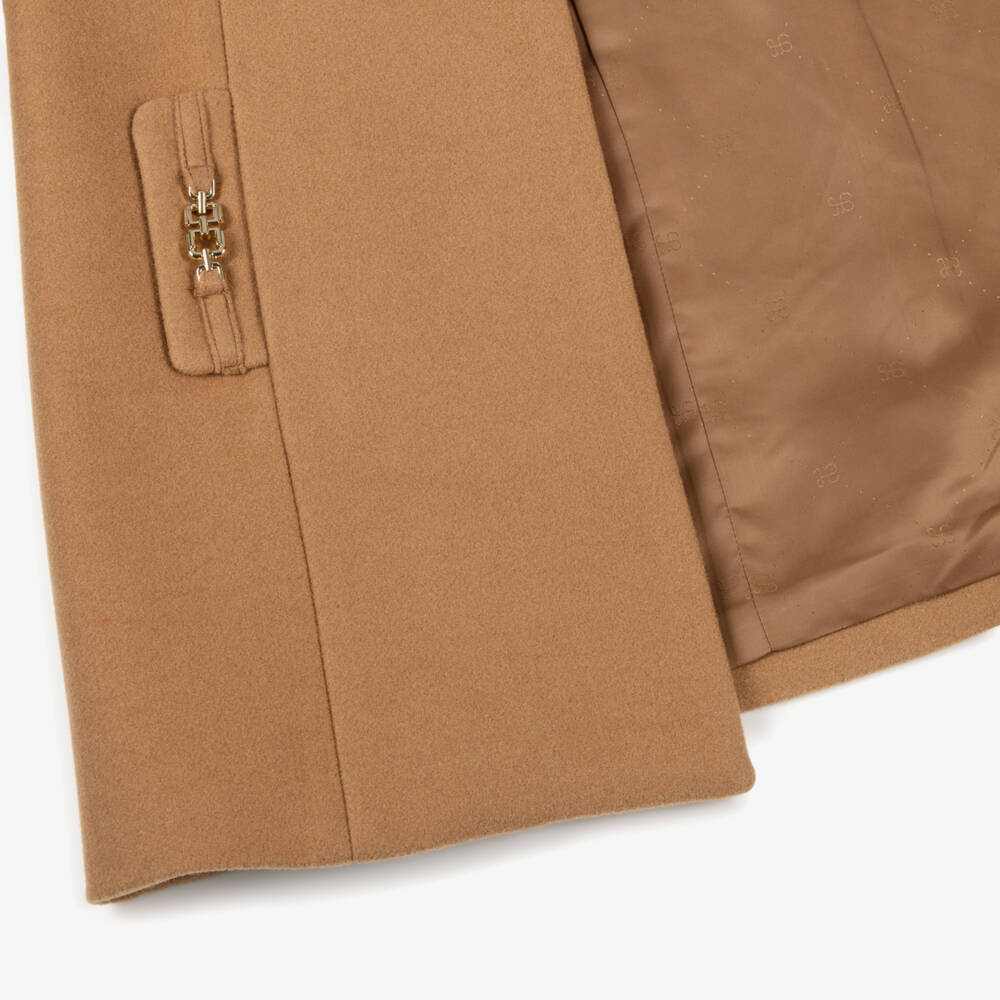 Abel & Lula-معطف بياقة فرو صناعي لون بني للبنات | Childrensalon