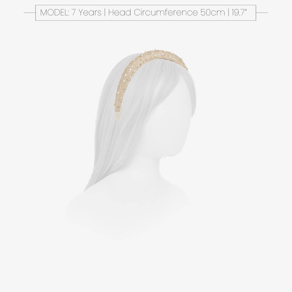 Abel & Lula-Girls Champagne Hairband with Pearls & Sequins | Childrensalon