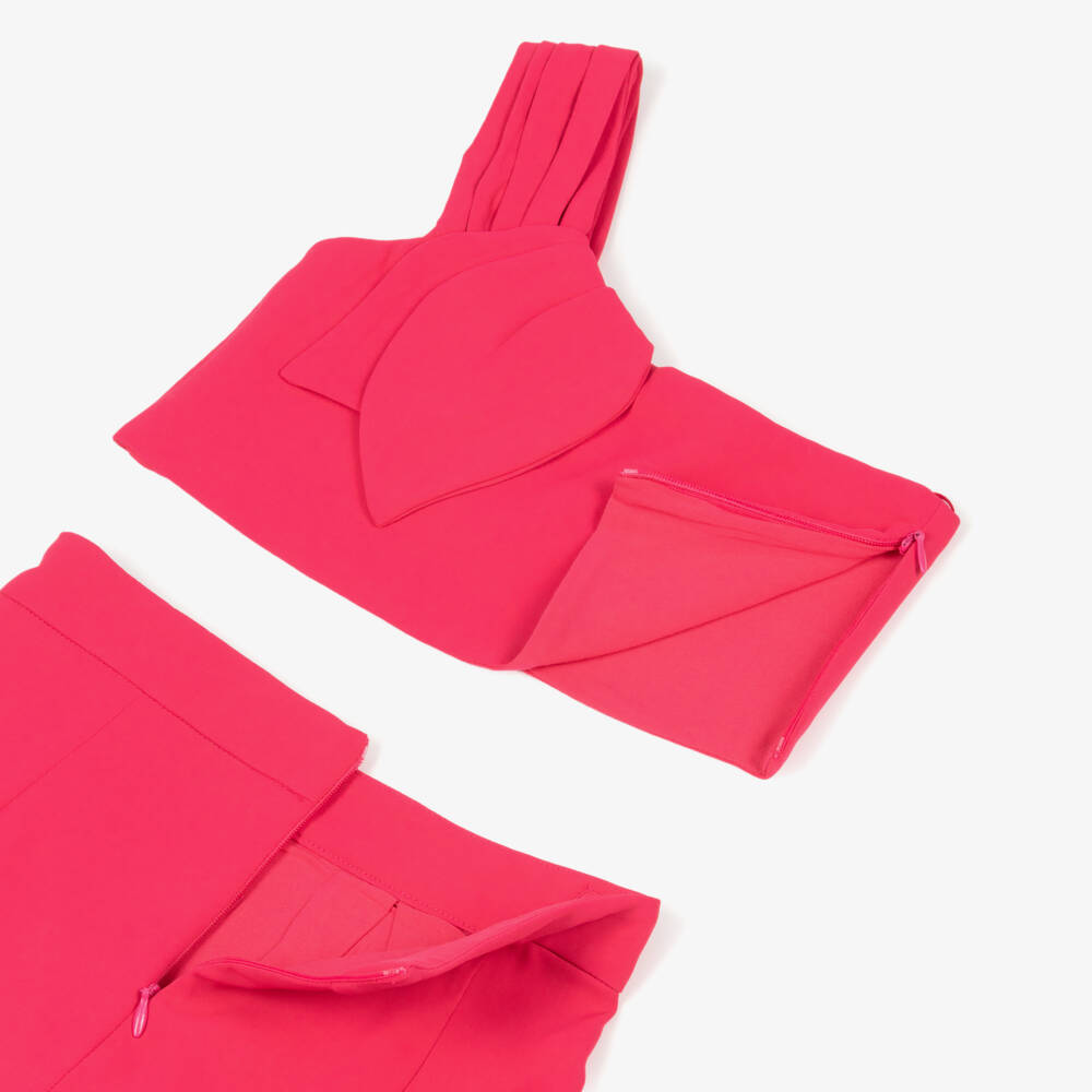 Abel & Lula-Girls Fuchsia Pink Crêpe Twill Shorts Set | Childrensalon