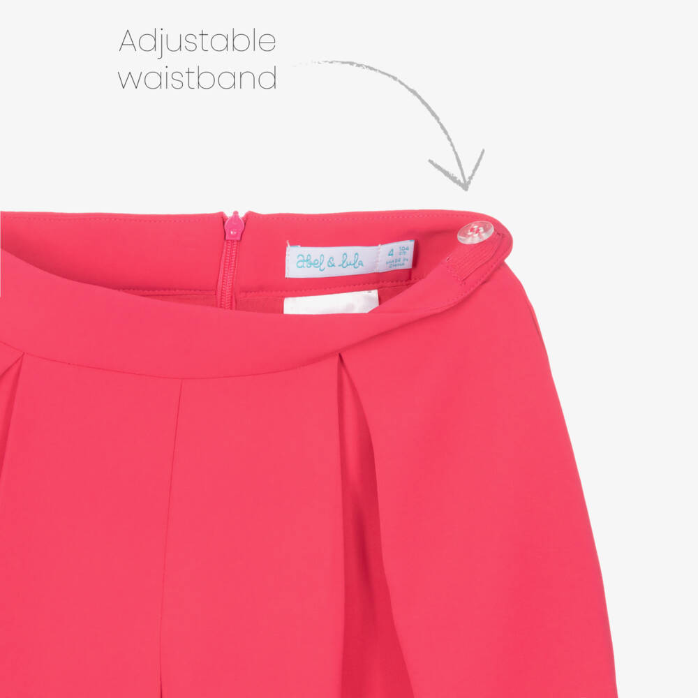 Abel & Lula-Girls Fuchsia Pink Crêpe Twill Shorts Set | Childrensalon