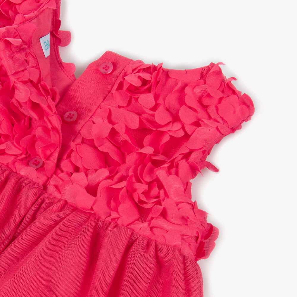 Abel & Lula-Girls Fuchsia Pink Tulle Flower Dress | Childrensalon