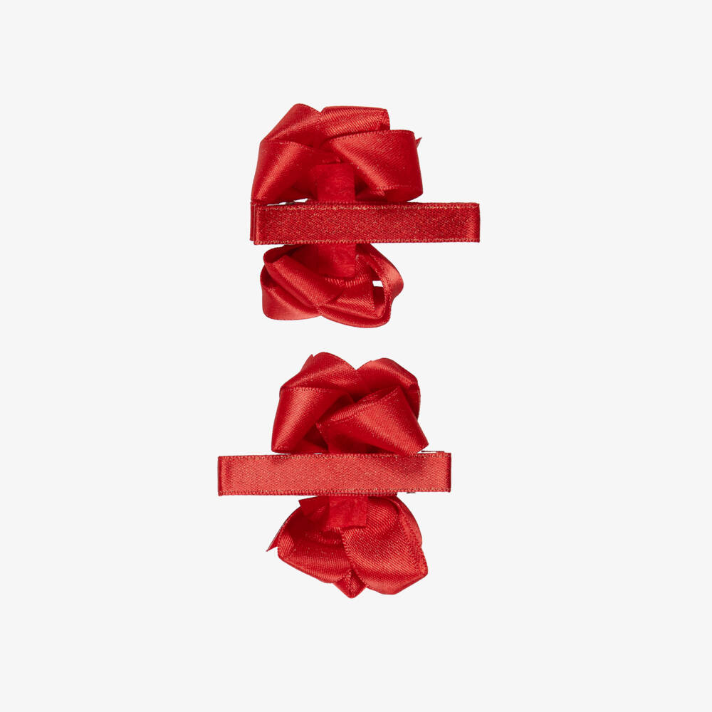 Abel & Lula-Girls Glittery Red Bow Hair Clips (2 Pack) | Childrensalon