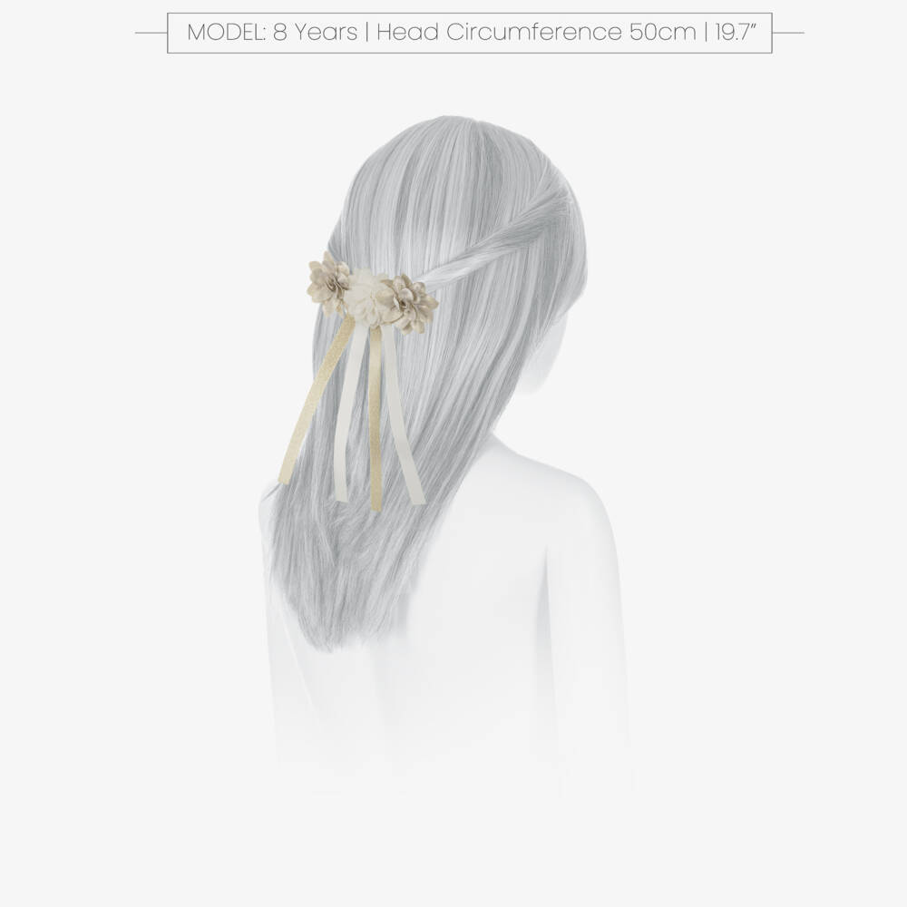 Abel & Lula-Girls Gold & Ivory Flower Hair Clip (11cm) | Childrensalon