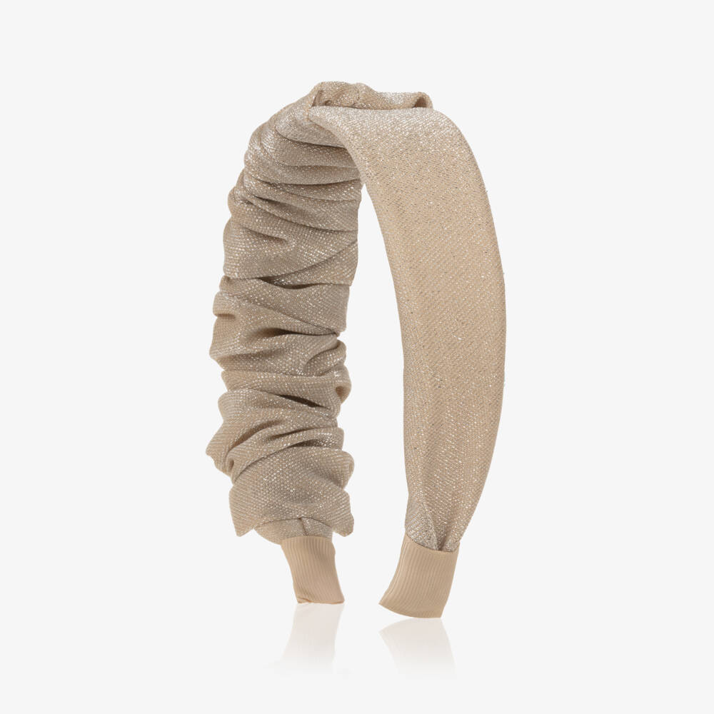 Abel & Lula-Girls Gold Ruched Hairband | Childrensalon