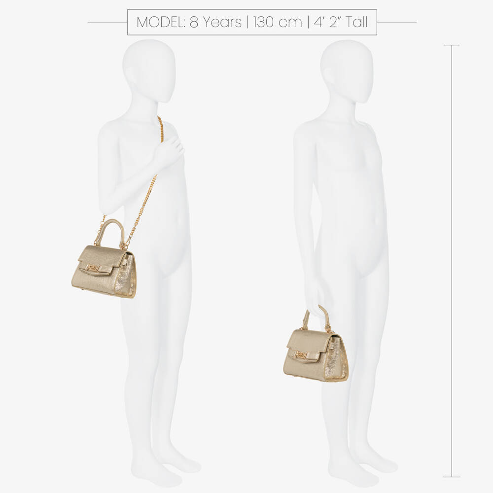 Abel & Lula-Girls Gold Textured Faux Leather Handbag (19cm) | Childrensalon