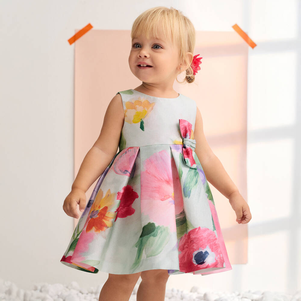 Abel & Lula-Платье без рукавов зеленое с цветами для девочек | Childrensalon
