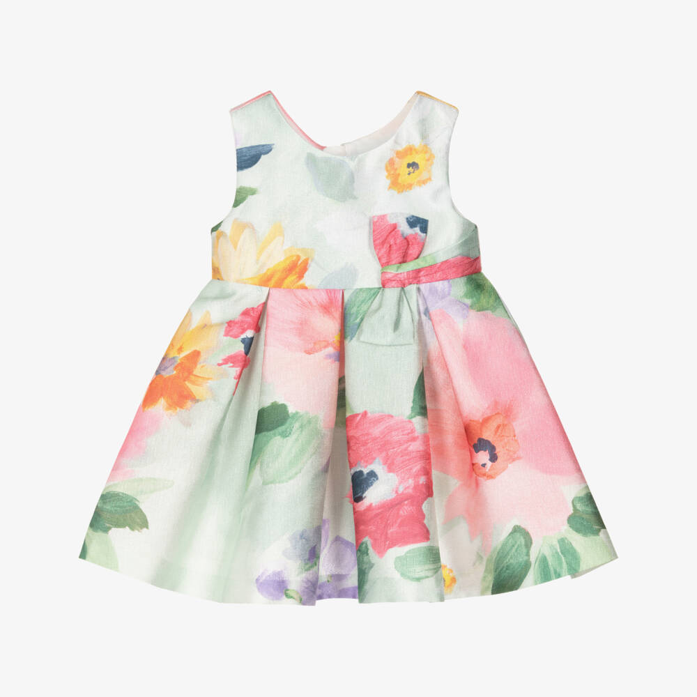 Abel & Lula-Girls Green Floral Patterned Sleeveless Dress | Childrensalon
