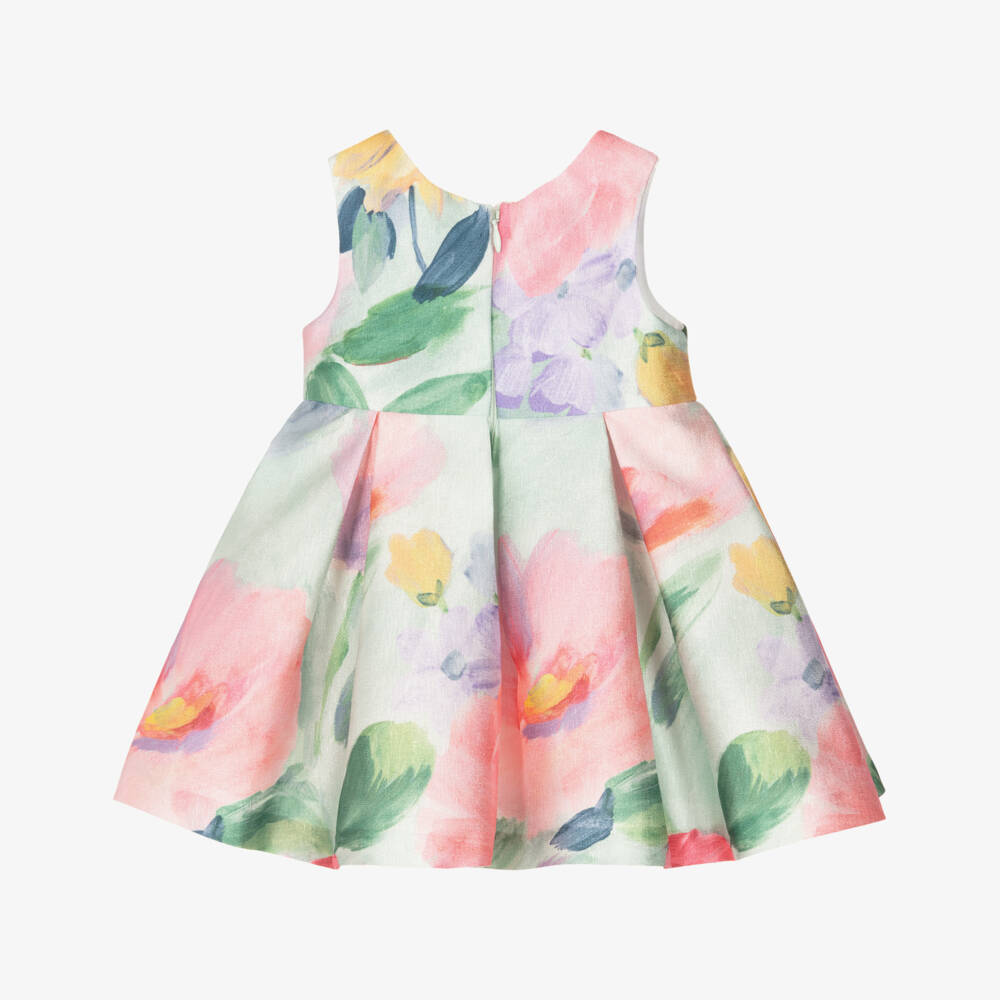 Abel & Lula-Girls Green Floral Patterned Sleeveless Dress | Childrensalon
