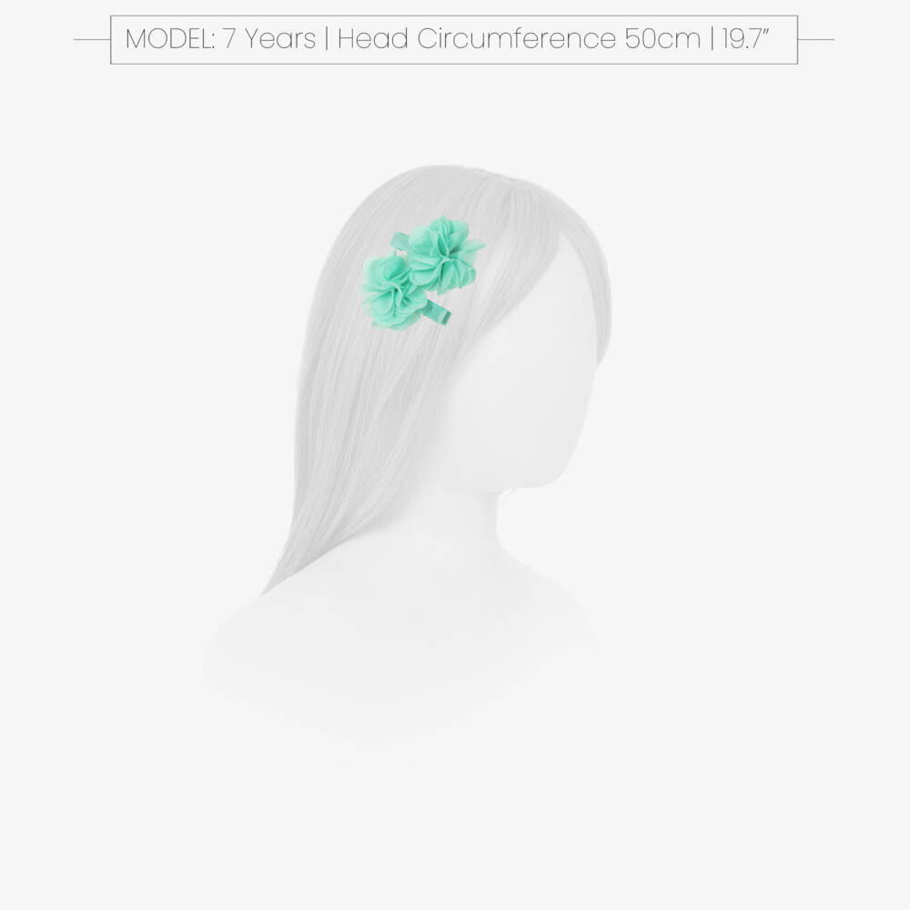 Abel & Lula-Girls Green Flower Hair Clips (2 Pack) | Childrensalon