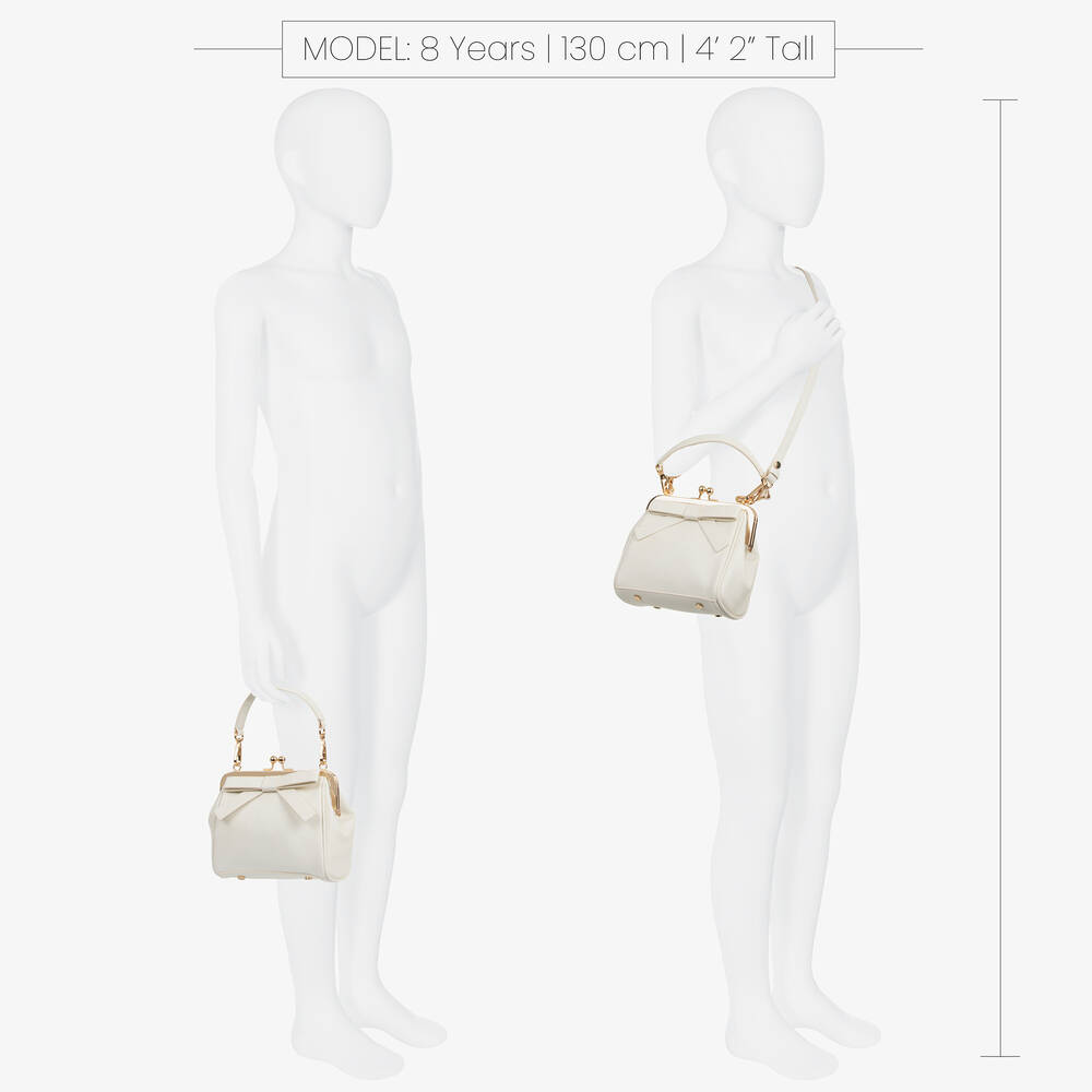 Abel & Lula-Girls Ivory Bow Handbag (15cm) | Childrensalon