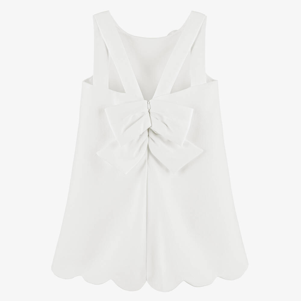 Abel & Lula-Платье кремовое из крепа с цветочными аппликациями для девочек | Childrensalon