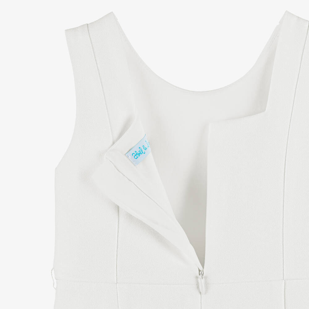Abel & Lula-Girls Ivory Crêpe Sleeveless Jumpsuit | Childrensalon