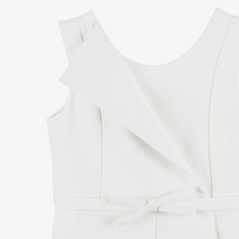 Abel & Lula-Girls Ivory Crêpe Sleeveless Jumpsuit | Childrensalon