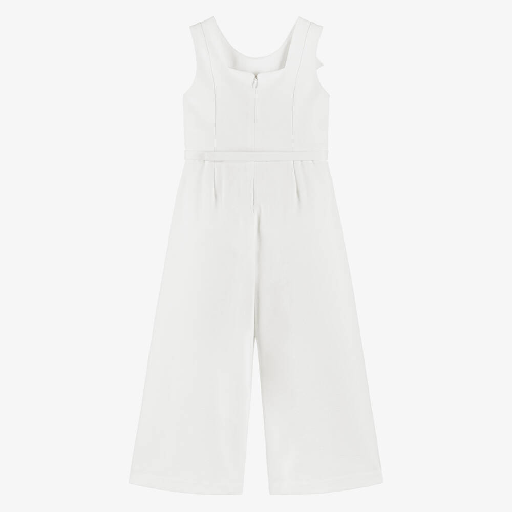 Abel & Lula-Girls Ivory Crêpe Sleeveless Jumpsuit | Childrensalon
