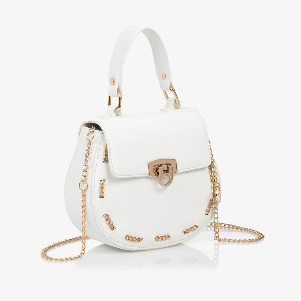 Abel & Lula-Girls Ivory Faux Leather Bag (18cm) | Childrensalon
