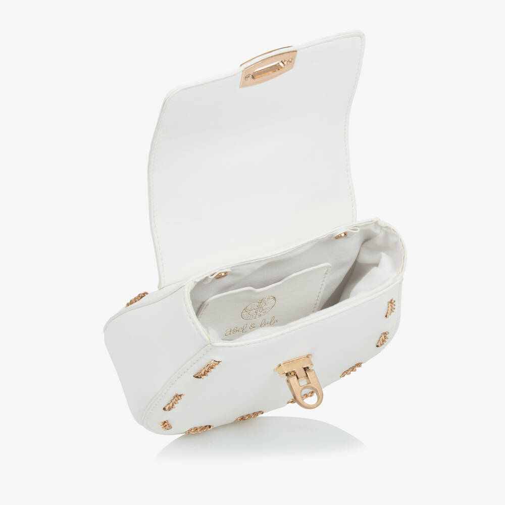 Abel & Lula-Girls Ivory Faux Leather Bag (18cm) | Childrensalon