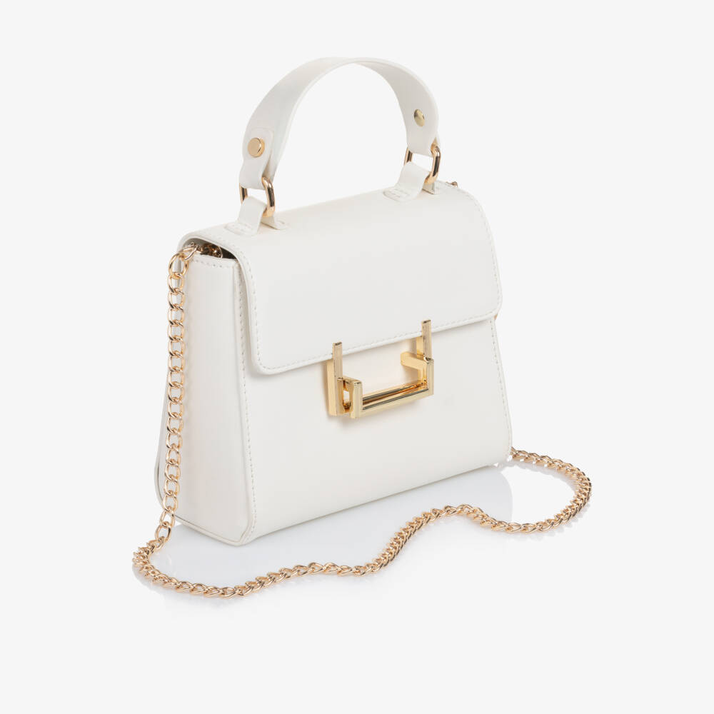 Abel & Lula-Girls Ivory Faux Leather Handbag (18cm) | Childrensalon