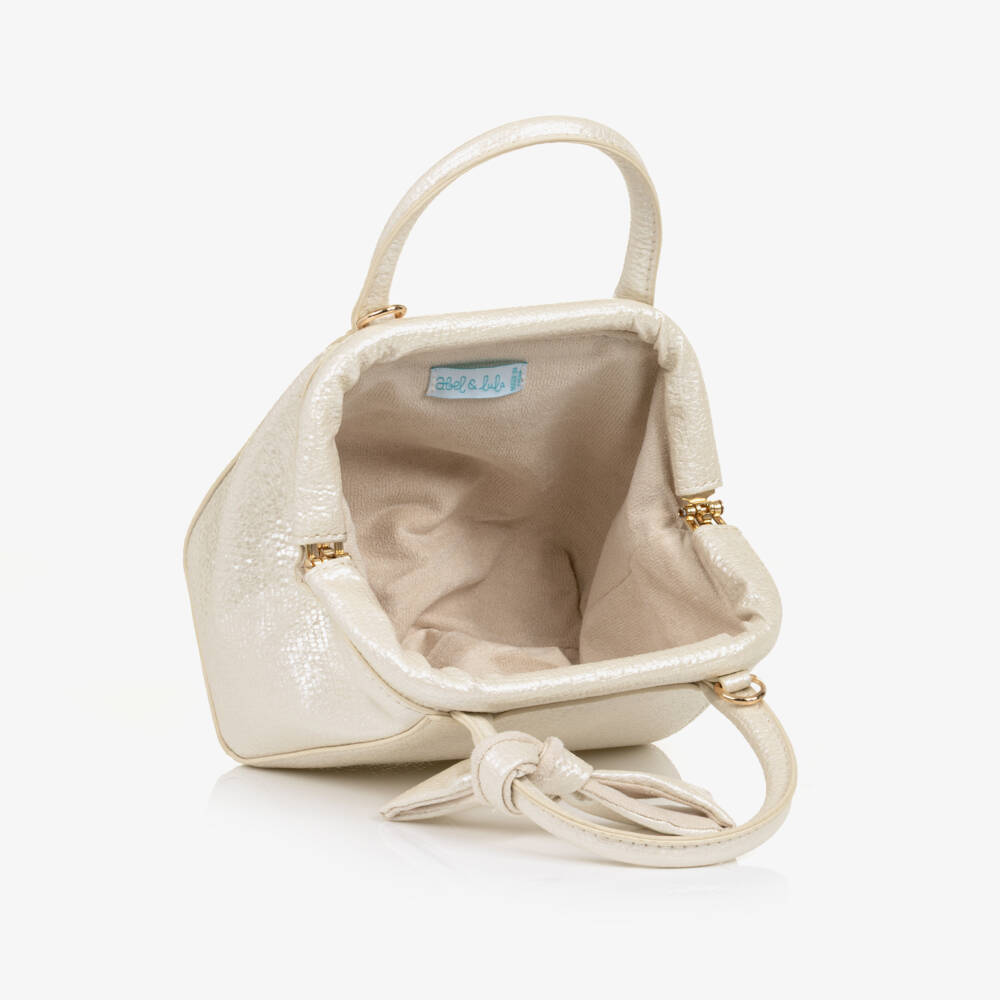 Abel & Lula-Girls Ivory Faux Leather Handbag (21cm) | Childrensalon