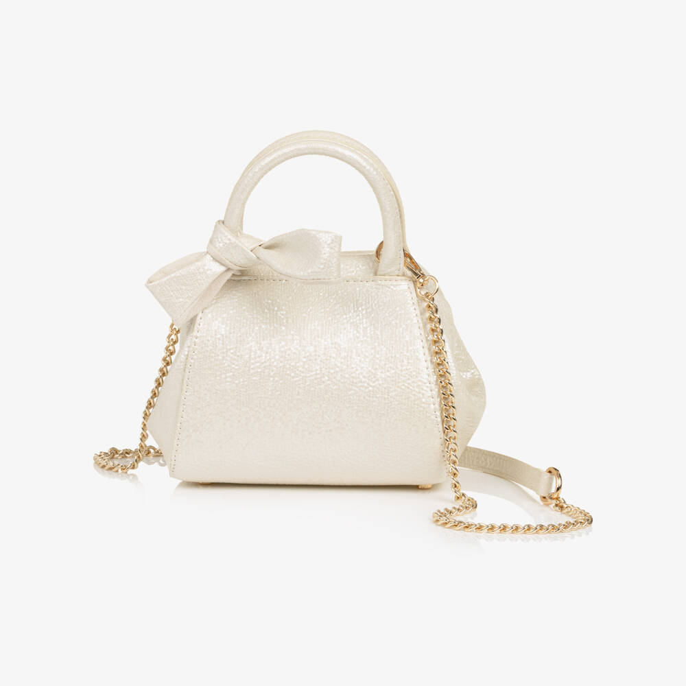 Abel & Lula-Girls Ivory Faux Leather Handbag (21cm) | Childrensalon