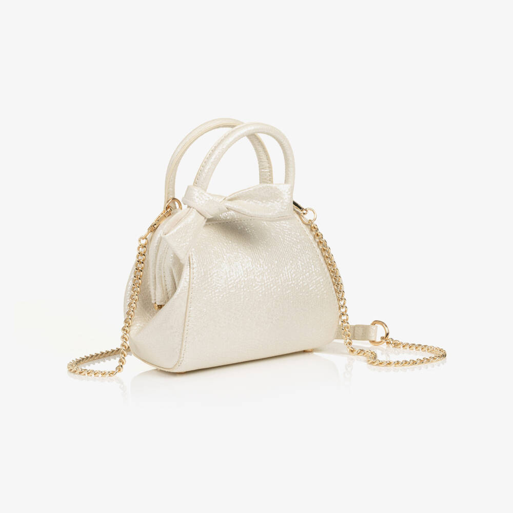 Abel & Lula-Girls Ivory Faux Leather Handbag (21cm) | Childrensalon