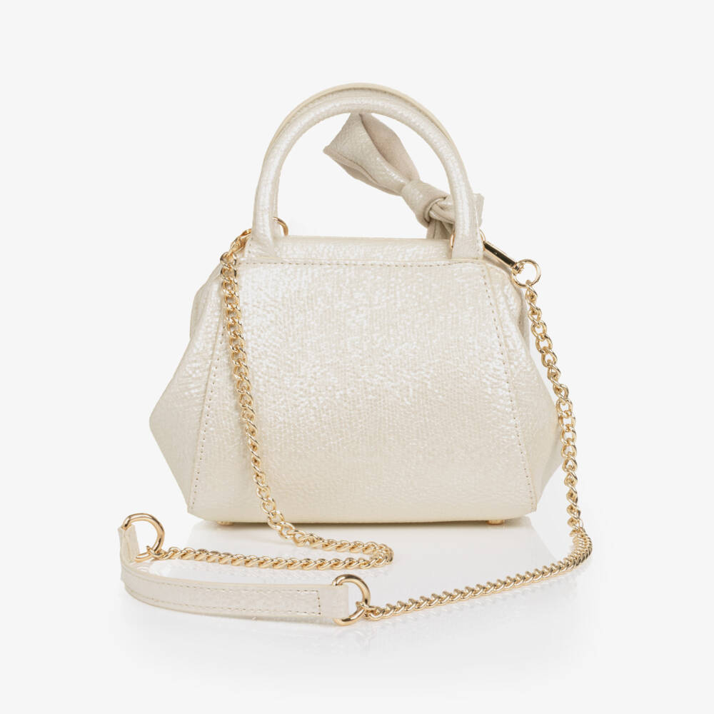 Abel & Lula-Girls Ivory Faux Leather Handbag (21cm) | Childrensalon