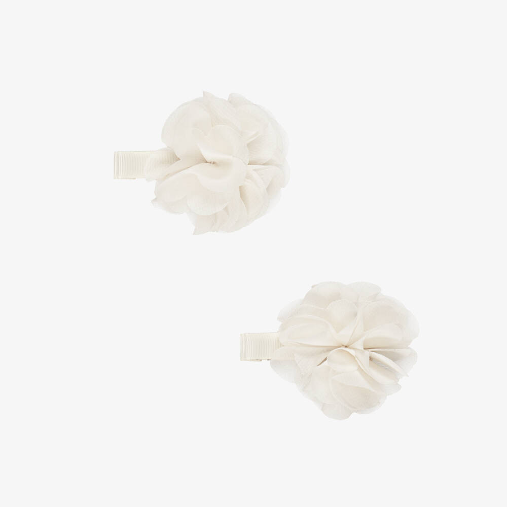 Abel & Lula-Girls Ivory Flower Hair Clips (2 Pack) | Childrensalon