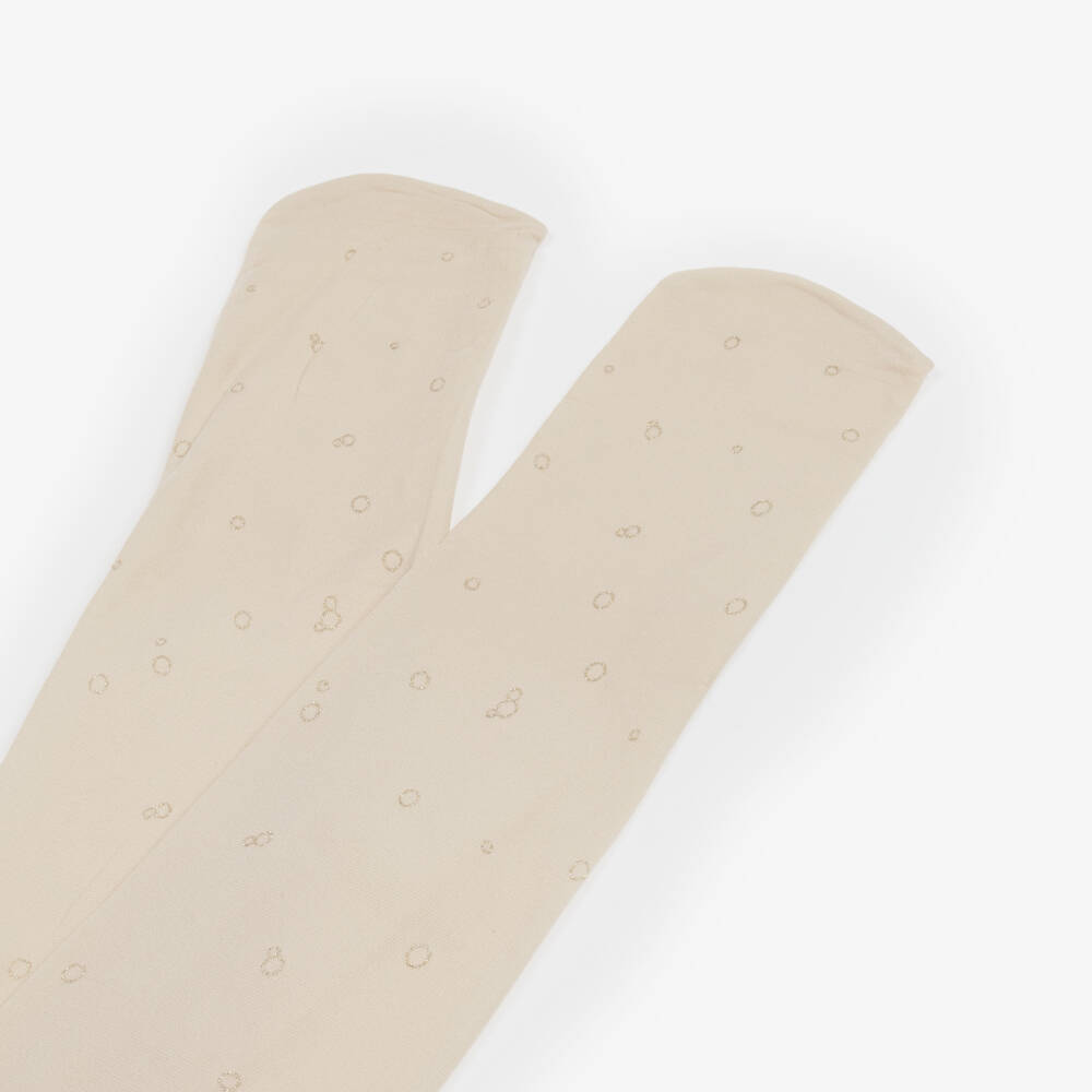 Abel & Lula-Girls Ivory & Glitter Bubble Print Tights | Childrensalon