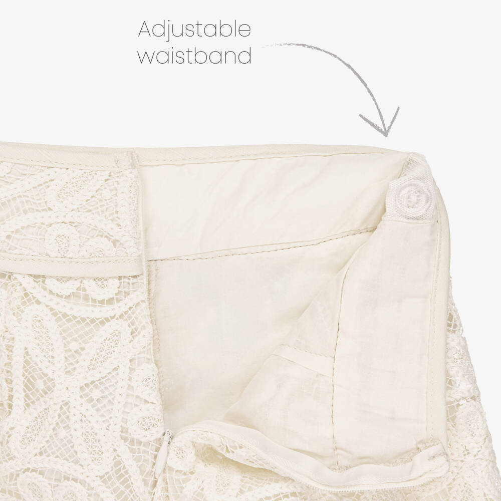 Abel & Lula-Girls Ivory Lace Trouser Set | Childrensalon