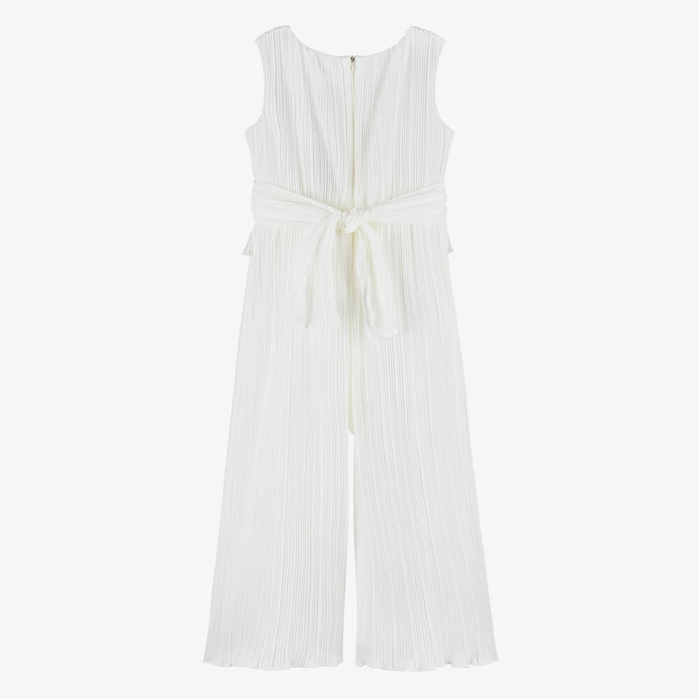 Abel & Lula-Girls Ivory Plissé Jumpsuit | Childrensalon
