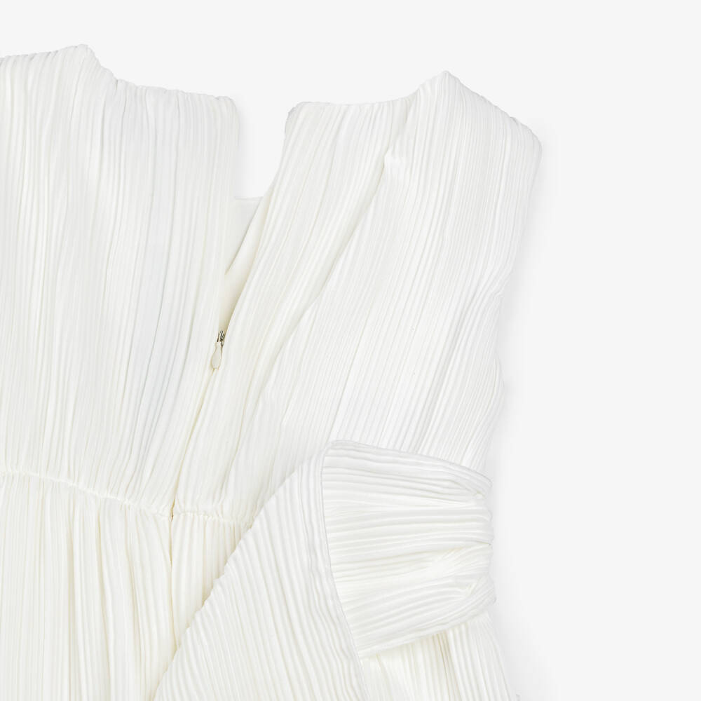 Abel & Lula-Girls Ivory Plissé Jumpsuit | Childrensalon