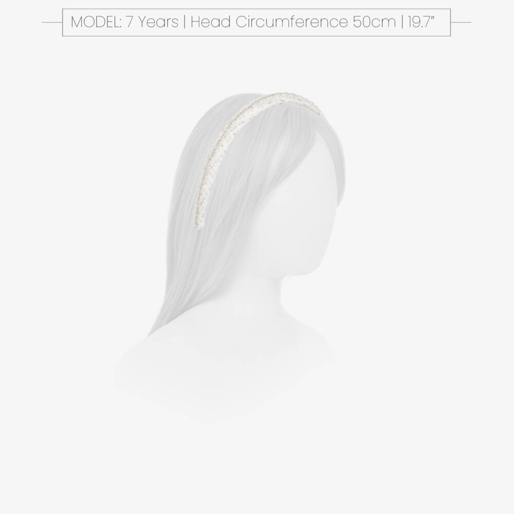 Abel & Lula-Girls Ivory & Silver Tweed Hairband | Childrensalon
