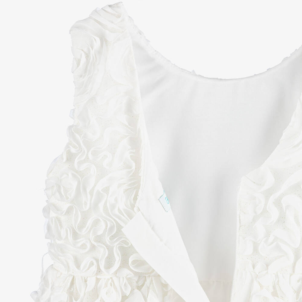 Abel & Lula-فستان تول لون عاجي مزين بورود للبنات | Childrensalon