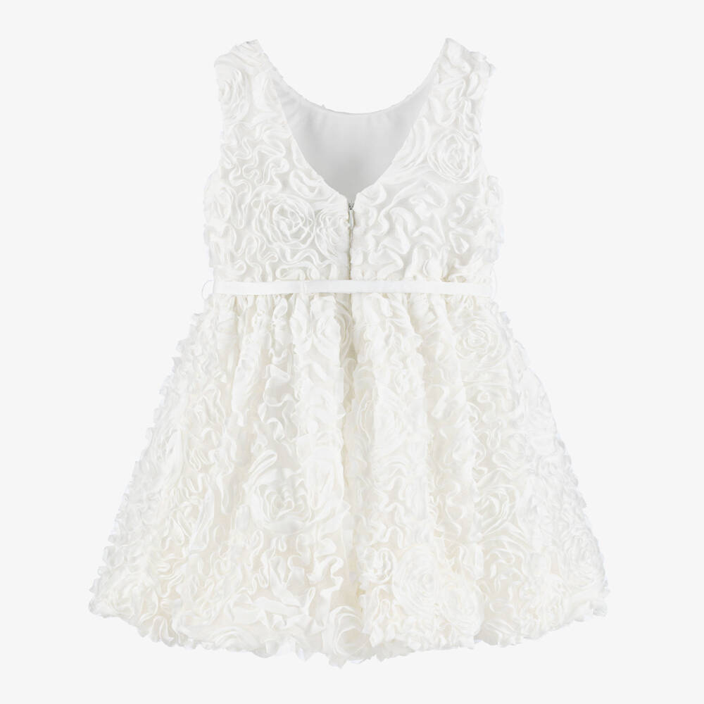 Abel & Lula-فستان تول لون عاجي مزين بورود للبنات | Childrensalon