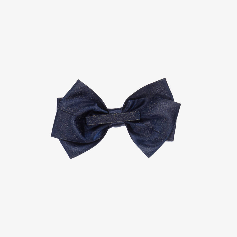Abel & Lula-Girls Navy Blue Bow Hair Clip (14cm) | Childrensalon